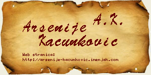 Arsenije Kačunković vizit kartica